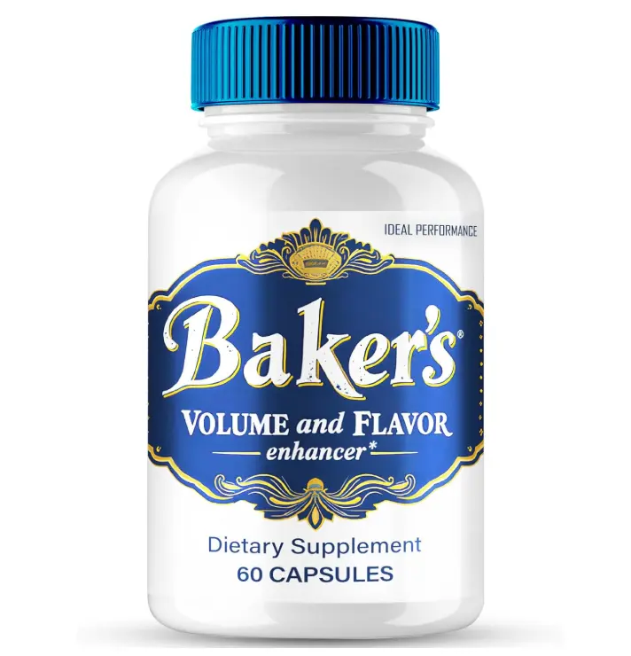 Baker's Volume and Flavour 60-Capsule Formula Baker's Volume and Flavour Enhancer - Natural Male Enhancement Supplement Bottle